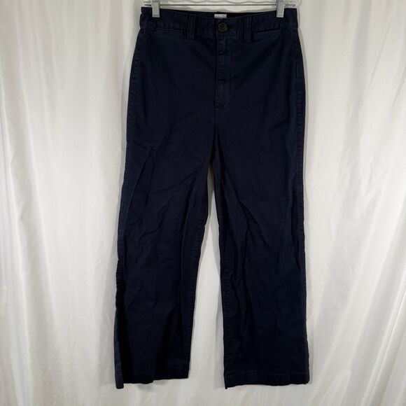 Gap Pants Women's 4 Navy Blue High Rise Straight Ankle Cotton Blend Button Zip - Picture 1 of 10